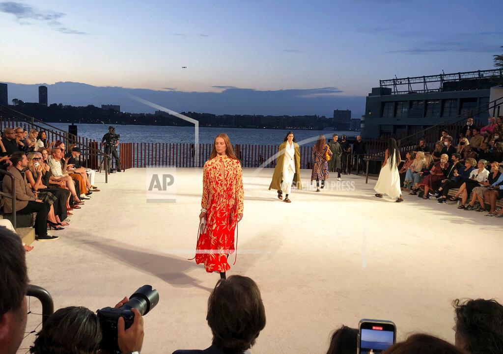 Jocelyn Noveck The latest fashion from Proenza Schouler is modeled during New York's Fashion Week, Wednesday, Sept. 8, 2021. (AP Photo/Jocelyn Noveck)
