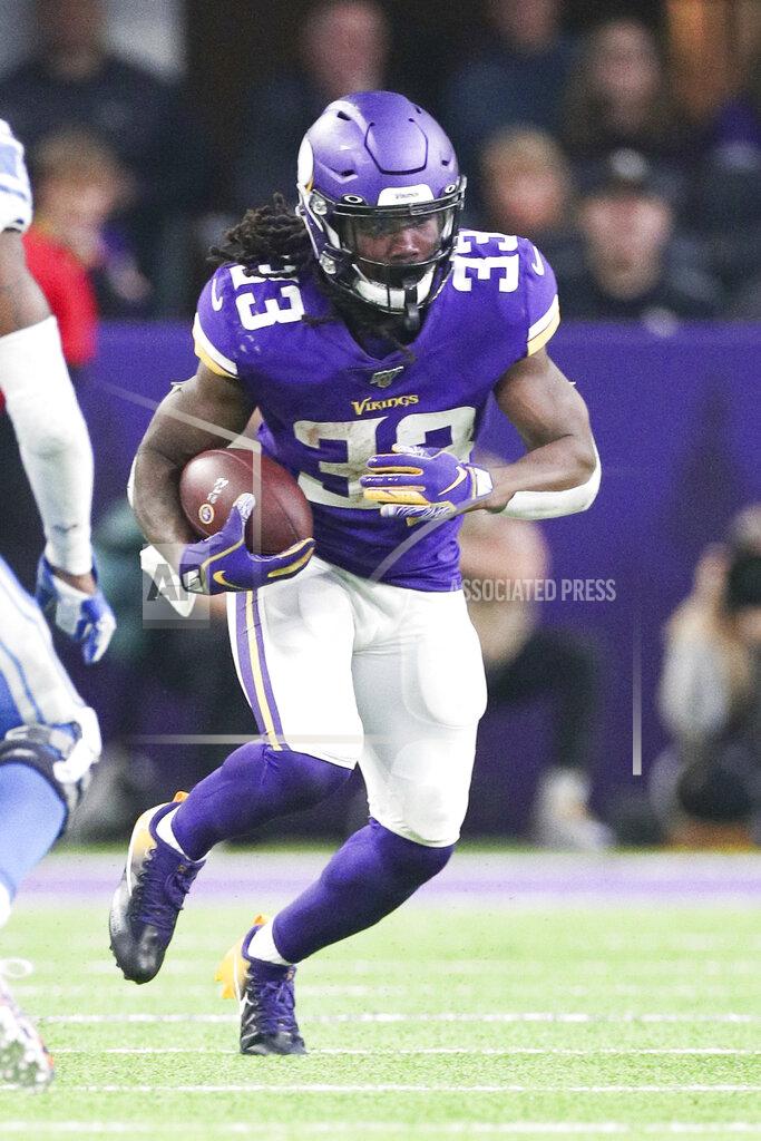Margaret Bowles Minnesota Vikings running back Dalvin Cook (33) carries the ball in an NFL game against the Detroit Lions, Sunday, Dec. 8, 2019 in Minneapolis. The Vikings defeated the Lions 20-7. (Margaret Bowles via AP)