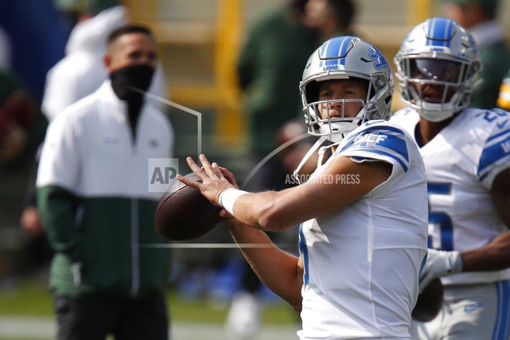 Matt Ludtke Detroit Lions' Matthew Stafford warms up before an NFL football game against the Green Bay Packers Sunday, Sept. 20, 2020, in Green Bay, Wis. (AP Photo/Matt Ludtke)