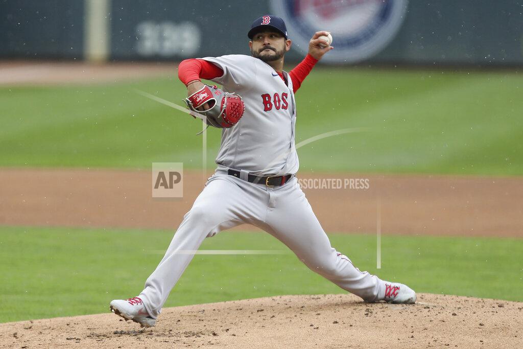 Stacy Bengs Boston Red Sox' Martín Pérez throws against the Minnesota Twins during the first inning of a baseball game, Tuesday, April 13, 2021, in Minneapolis. (AP Photo/Stacy Bengs)