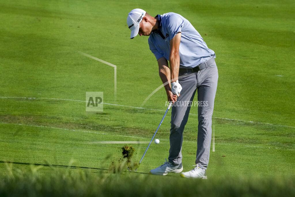 Andrew Medichini Nicolai Hojgaard of Denmark hits from the fairway during the fourth round of the Italian Open golf tournament, in Guidonia, in the outskirts of Rome, Sunday, Sept. 5, 2021. The Italian Open took place on the redesigned Marco Simone course just outside Rome that will host the 2023 Ryder Cup. (AP Photo/Andrew Medichini)