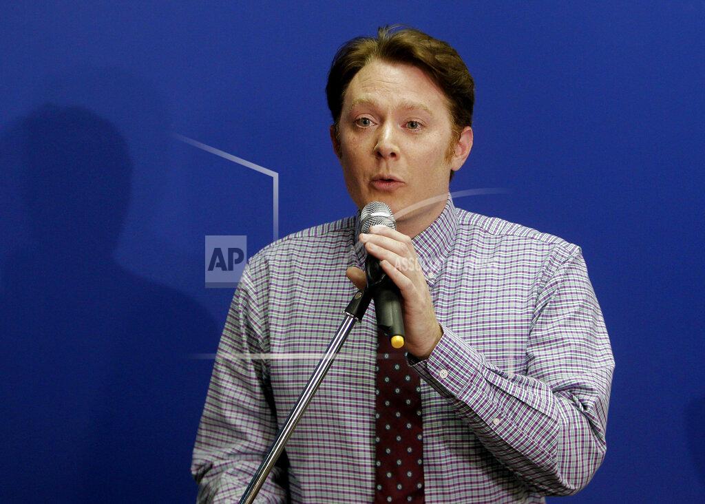 Corey Lowenstein FILE - Clay Aiken, Democratic candidate for U.S. representative of North Carolina's 2nd Congressional District, gives a concession speech in Sanford, N.C. on Tuesday, Nov. 4, 2014, after losing to Republican incumbent Renee Ellmers. (Corey Lowenstein/The News & Observer via AP)