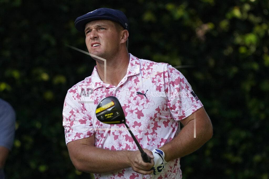 Charlie Riedel Bryson DeChambeau watches his tee shot on the second hole during the third round of the Masters golf tournament Saturday, Nov. 14, 2020, in Augusta, Ga. (AP Photo/Charlie Riedel)