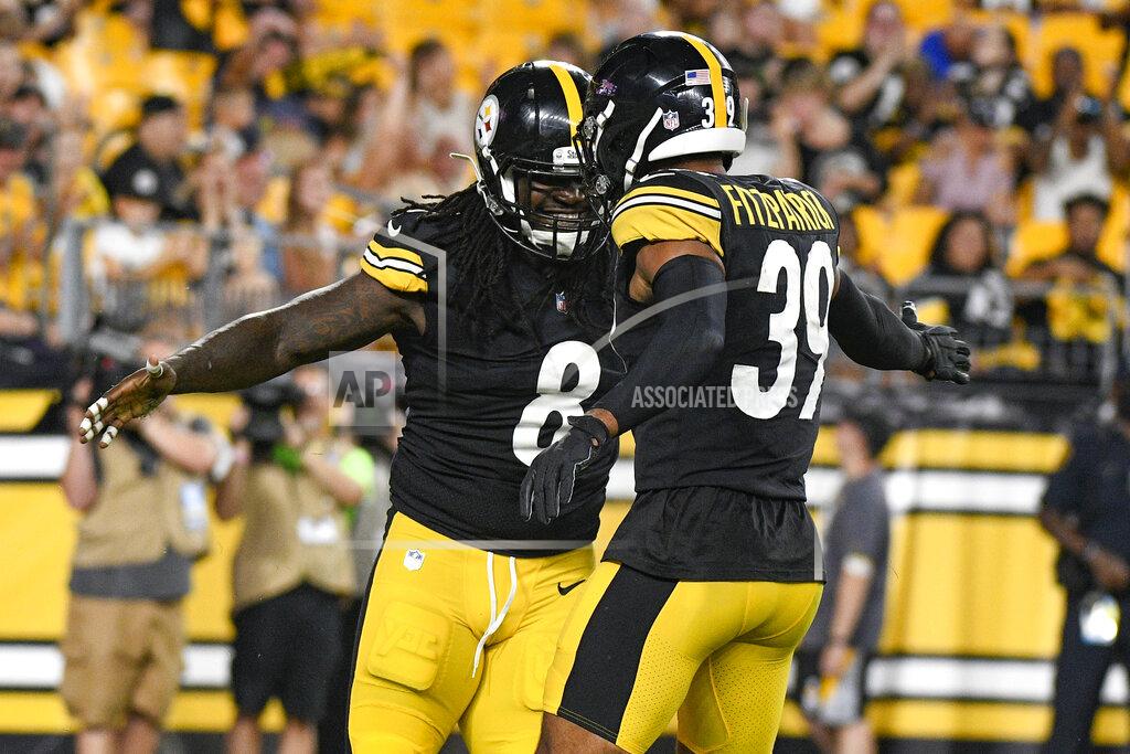 Don Wright FILE - Pittsburgh Steelers defensive end Melvin Ingram (8) celebrates with free safety Minkah Fitzpatrick (39) after tackling Detroit Lions running back Dedrick Mills for a loss in the first half of an NFL preseason football game, Saturday, Aug. 21, 2021, in Pittsburgh. The Steelers have traded veteran outside linebacker Melvin Ingram to the Kansas City Chiefs for a sixth-round pick in the 2022 draft. The teams made the announcement Tuesday, Nov. 2, 2021, hours before the NFL's trade deadline(AP Photo/Don Wright, File)