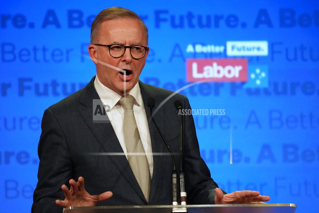 Rick Rycroft Labor Party leader Anthony Albanese speaks to supporters at a Labor Party event in Sydney, Australia, Sunday, May 22, 2022, after Prime Minister Scott Morrison conceding defeat to Albanese in a federal election. (AP Photo/Rick Rycroft)