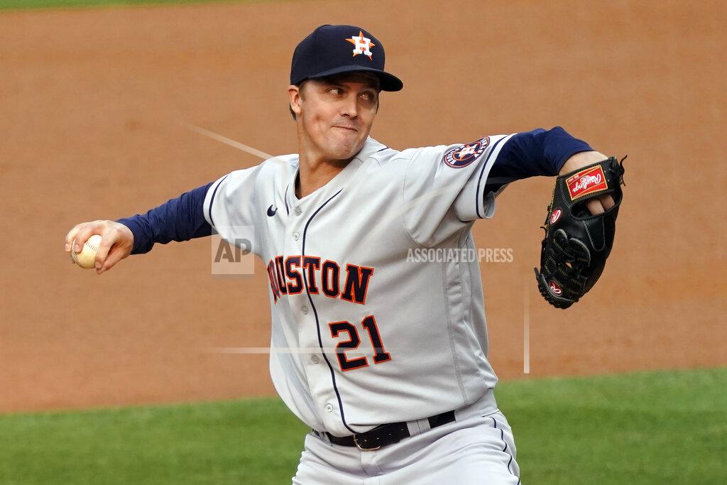 Alex Gallardo Houston Astros starting pitcher Zack Greinke throws to a Los Angeles Dodgers batter during the first inning of a baseball game in Los Angeles, Sunday, Sept. 13, 2020. (AP Photo/Alex Gallardo)