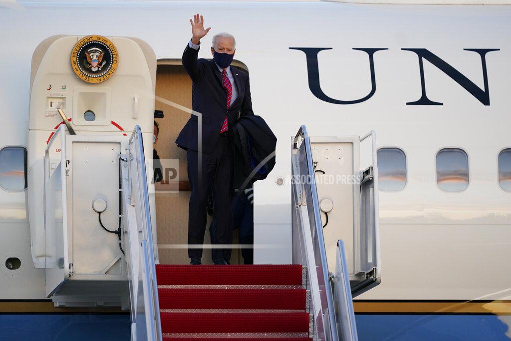 Manuel Balce Ceneta President Joe Biden boards Air Force One at Andrews Air Force Base, Md., for a weekend trip to Wilmington, Del., Friday, Feb. 5, 2021. (AP Photo/Manuel Balce Ceneta)