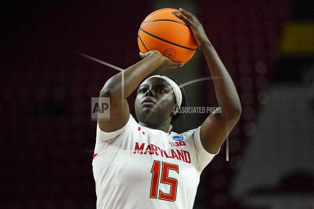 Julio Cortez Maryland guard Ashley Owusu shoots a free throw against Florida Gulf Coast during the second half of a college basketball game in the second round of the NCAA tournament, Sunday, March 20, 2022, in College Park, Md. Maryland won 89-65. (AP Photo/Julio Cortez)