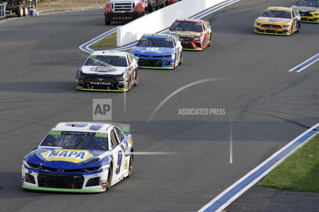 Gerry Broome Chase Elliott leads Kevin Harvick out of Turn 2 during the NASCAR Cup Series auto race at Charlotte Motor Speedway in Concord, N.C., Sunday, Sept. 29, 2019. (AP Photo/Gerry Broome)