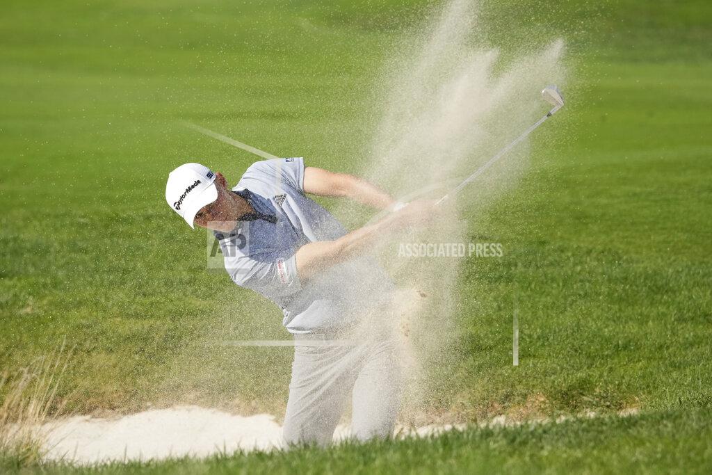 Andrew Medichini Nicolai Hojgaard hits a bunker shot during the fourth stage of the Italian Open golf tournament he just won, in Guidonia, in the outskirts of Rome, Sunday, Sept. 5, 2021. The Italian Open took place on the redesigned Marco Simone course just outside Rome that will host the 2023 Ryder Cup.(AP Photo/Andrew Medichini)