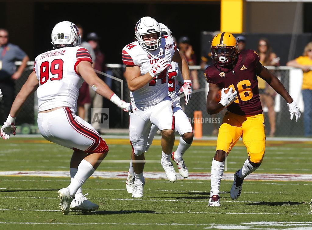 Rick Scuteri Arizona State safety Aashari Crosswell (16) returns an interception in the first half during an NCAA college football game against Utah, Saturday, Nov. 3, 2018, in Tempe, Ariz. (AP Photo/Rick Scuteri)
