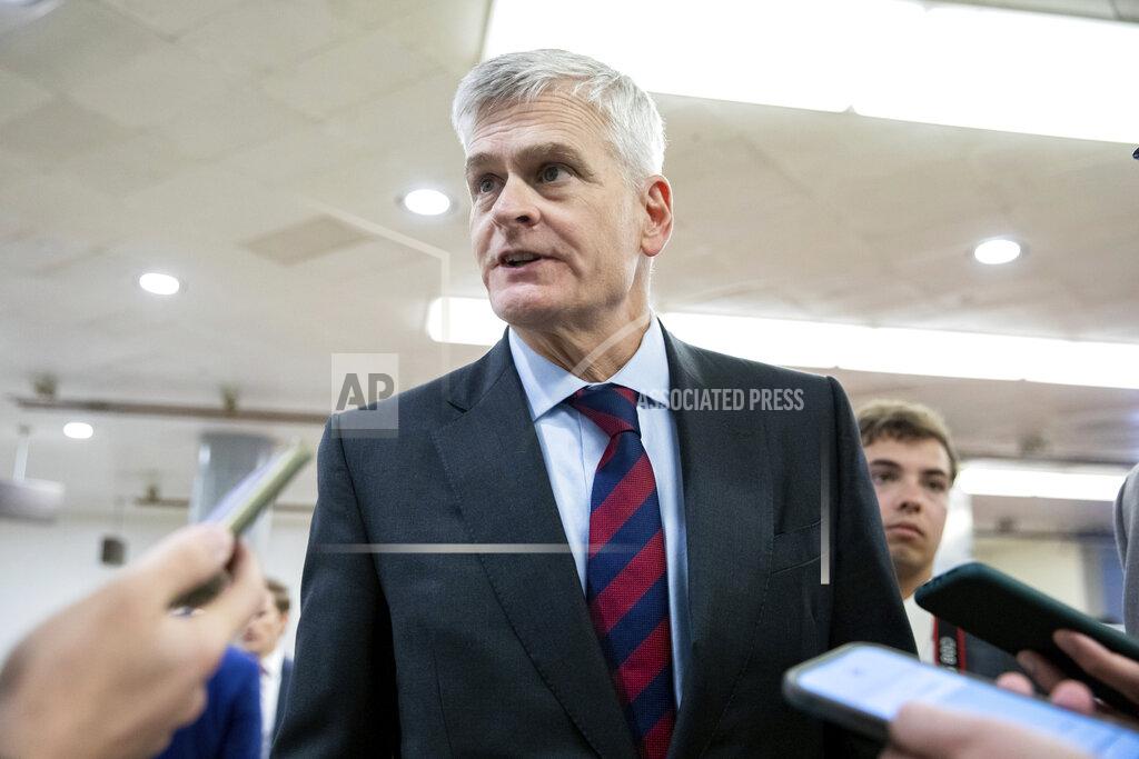 Amanda Andrade-Rhoades Sen. Bill Cassidy, R-La., speaks to reporters amid continuing talks around the $1 trillion bipartisan infrastructure bill on Capitol Hill in Washington, Tuesday, Aug. 3, 2021. (AP Photo/Amanda Andrade-Rhoades)