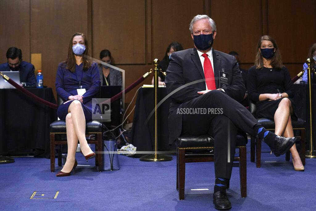 Erin Schaff White House Chief of Staff Mark Meadows during a confirmation hearing for Supreme Court nominee Amy Coney Barrett before the Senate Judiciary Committee, Monday, Oct. 12, 2020, on Capitol Hill in Washington. (Erin Schaff/The New York Times via AP, Pool)