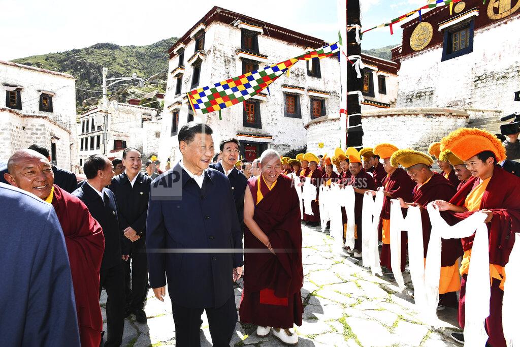 Xie Huanchi In this photo released by Xinhua News Agency, Chinese President Xi Jinping, visits the Drepung Monastery located in the western suburbs of Lhasa, southwestern China's Tibet Autonomous Region on Thursday, July 22, 2021. Xi visited the Tibet Autonomous Region from Wednesday to Friday. Chinese leader Xi Jinping has made a rare visit to Tibet as authorities tighten controls over the Himalayan region's traditional Buddhist culture, accompanied by an accelerated drive for economic development. (Xie Huanchi/Xinhua via AP)