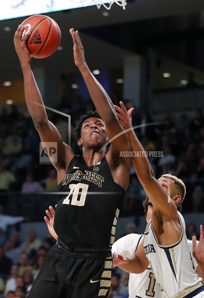 John Bazemore Wake Forest forward Jaylen Hoard (10) goes up for a shot as Georgia Tech guard Brandon Alston (4) defends during the second half of an NCAA college basketball game, Saturday, Jan. 5, 2019, in Atlanta. (AP Photo/John Bazemore)