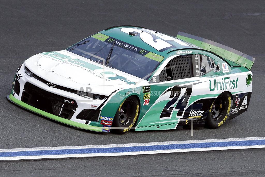 Gerry Broome William Byron drives through Turn 4 during the NASCAR Cup Series auto race at Charlotte Motor Speedway in Concord, N.C., Sunday, Sept. 29, 2019. (AP Photo/Gerry Broome)