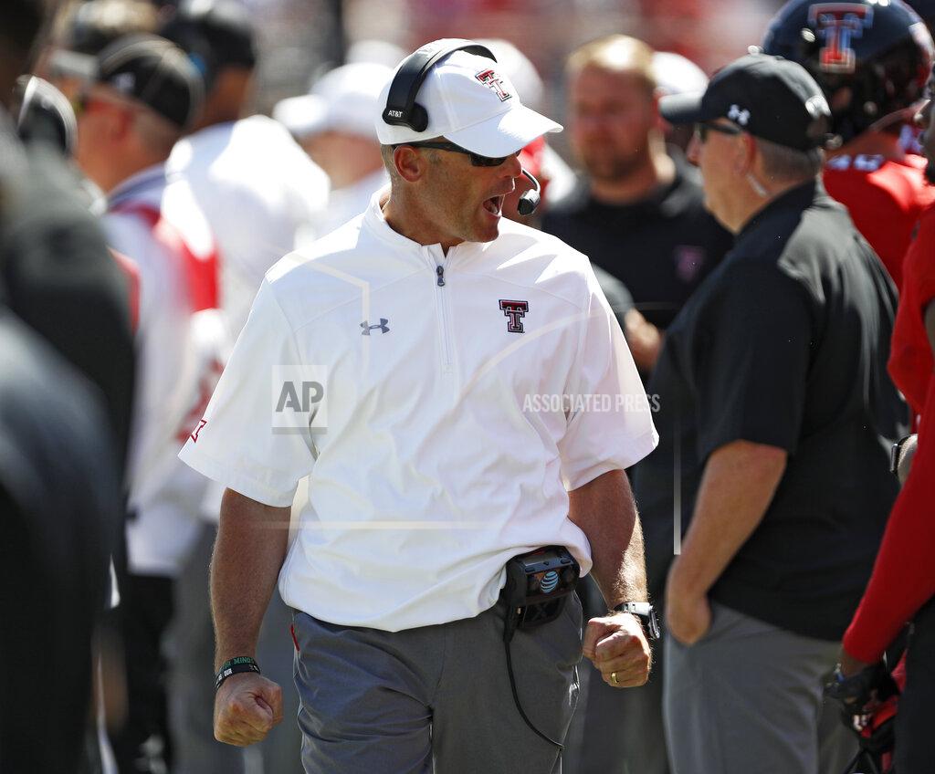 Brad Tollefson Texas Tech coach Matt Wells yells to his players during the second half of an NCAA college football game against Oklahoma State, Saturday, Oct. 5, 2019, in Lubbock, Texas. (AP Photo/Brad Tollefson)