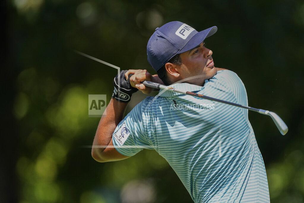 John Bazemore Sebastian Munoz tees off on the first hole during the second round of the Tour Championship golf tournament at East Lake Golf Club in Atlanta, Saturday, Sept. 5, 2020. (AP Photo/John Bazemore)