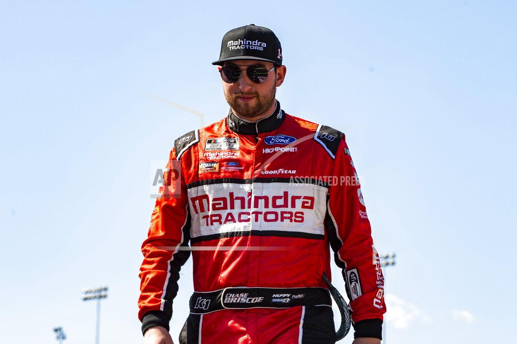 Mike Caudill Chase Briscoe is introduced during driver introductions at a NASCAR Cup Series auto race at Richmond Raceway on Sunday, April 3, 2022, in Richmond, Va. (AP Photo/Mike Caudill)