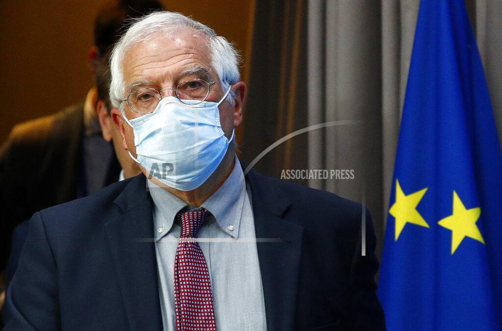 Francois Lenoir European Union foreign policy chief Josep Borrell arrives for a media conference after a meeting of EU foreign ministers at the European Council building in Brussels, Monday, July 13, 2020. European Union foreign ministers met for the first time face-to-face since the pandemic lockdown and will assess their discuss their relations with China and Turkey. (Francois Lenoir, Pool Photo via AP)
