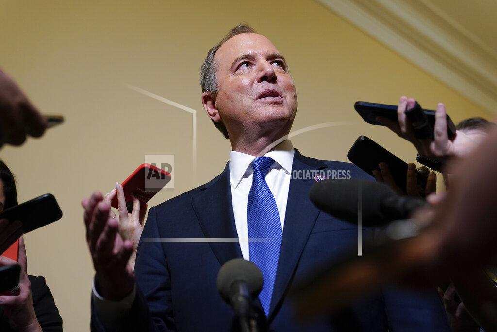 Patrick Semansky FILE - Rep. Adam Schiff, D-Calif., a member of the House select committee investigating the Jan. 6 attack on the U.S. Capitol, speaks with members of the press after a hearing at the Capitol in Washington, June 21, 2022. (AP Photo/Patrick Semansky, File)