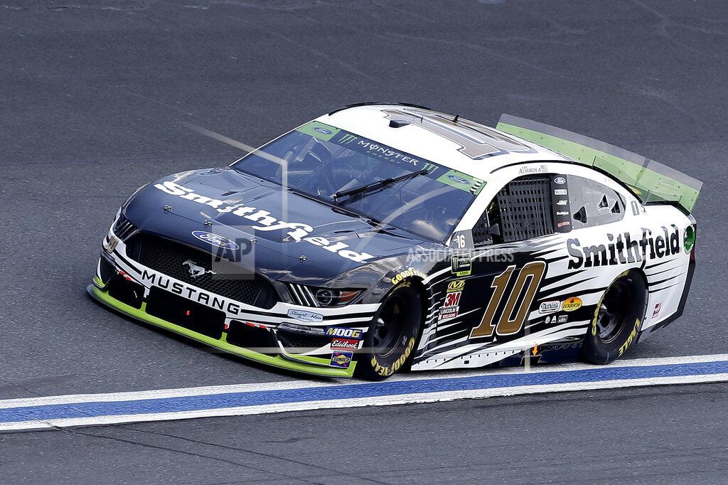 Gerry Broome Aric Almirola drives through Turn 4 during the NASCAR Cup Series auto race at Charlotte Motor Speedway in Concord, N.C., Sunday, Sept. 29, 2019. (AP Photo/Gerry Broome)