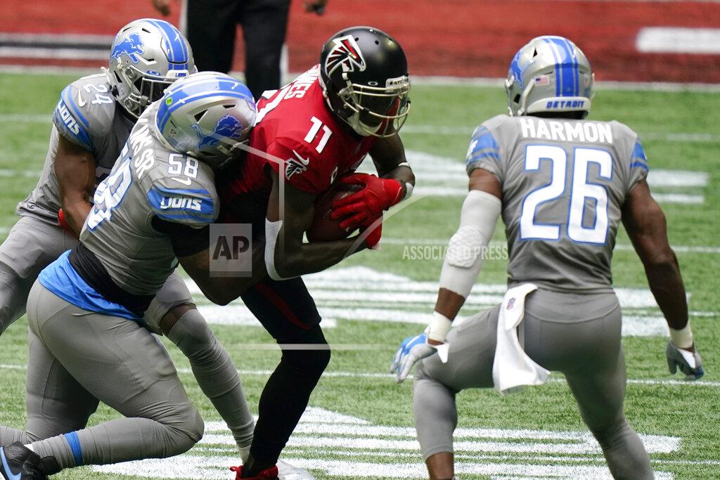 Brynn Anderson Atlanta Falcons wide receiver Julio Jones (11) runs against the Detroit Lions during the first half of an NFL football game, Sunday, Oct. 25, 2020, in Atlanta. (AP Photo/Brynn Anderson)