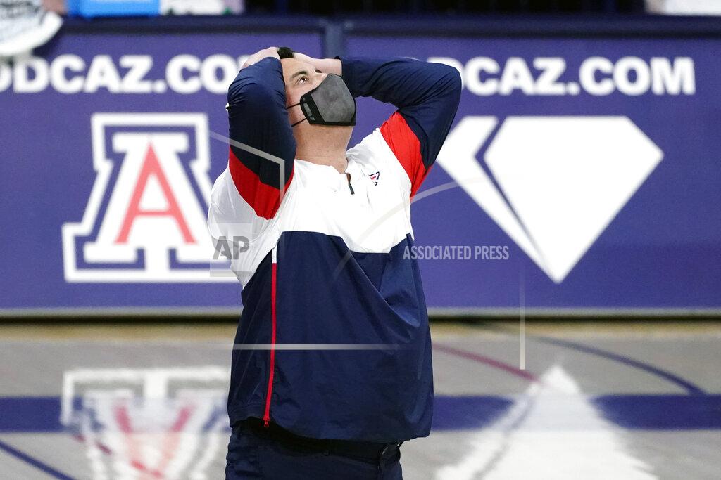 Rick Scuteri FILE - Arizona head coach Sean Miller reacts during the first half of an NCAA college basketball game against UCLA in Tucson, Ariz., in this Saturday, Jan. 9, 2021, file photo. Arizona has parted ways with men's basketball coach Sean Miller as the program awaits its fate in an NCAA infractions investigation, a person with knowledge of the situation told The Associated Press. The person told the AP on condition of anonymity Wednesday, April 7, 2021, because no official announcement has been made.(AP Photo/Rick Scuteri, FIle)