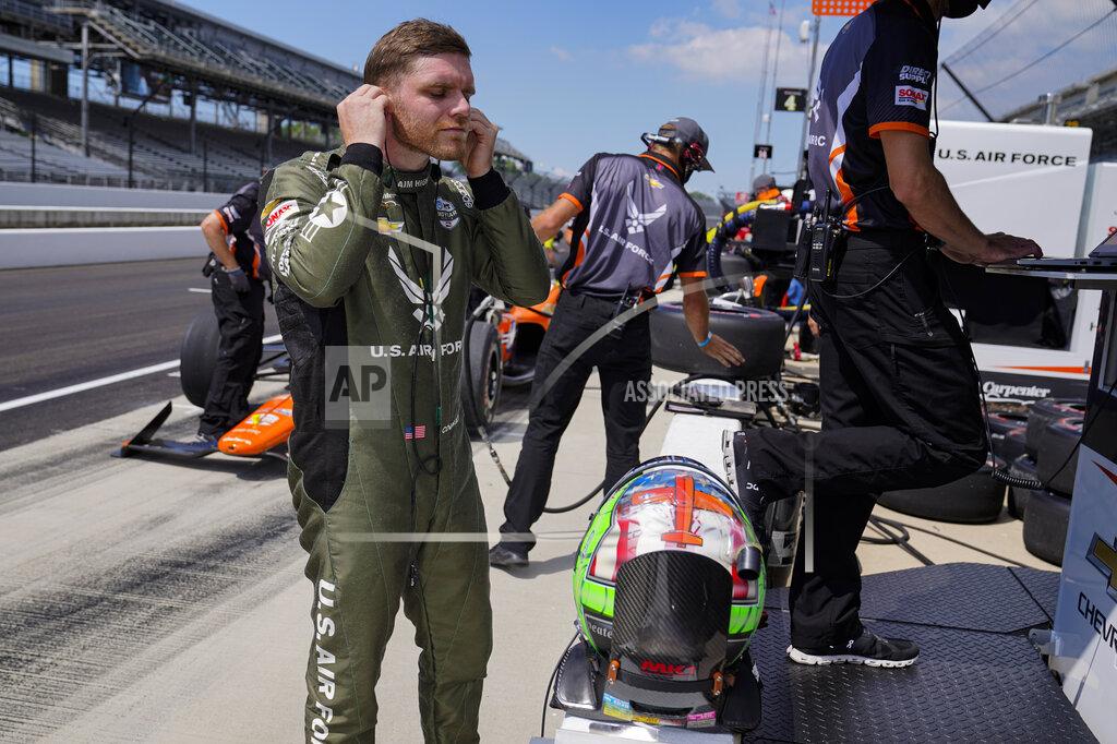 Michael Conroy Conor Daly prepares to drive during practice for the Indianapolis 500 auto race at Indianapolis Motor Speedway in Indianapolis, Friday, Aug. 14, 2020. (AP Photo/Michael Conroy)