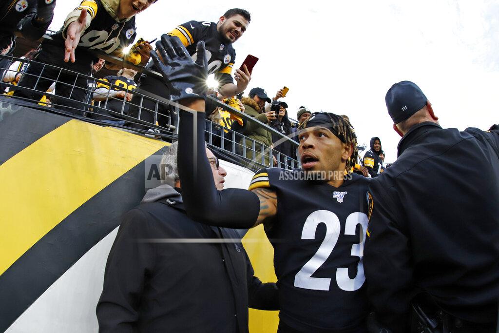 Gene J. Puskar Pittsburgh Steelers cornerback Joe Haden (23) celebrates as he heads to the locker room following a win over the Cleveland Browns in an NFL football game in Pittsburgh, Sunday, Dec. 1, 2019. (AP Photo/Gene J. Puskar)