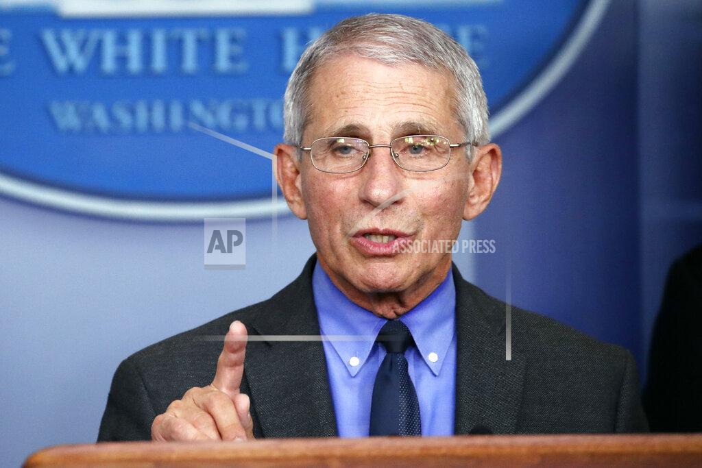 Alex Brandon FILE - In this April 7, 2020, file photo, Dr. Anthony Fauci, director of the National Institute of Allergy and Infectious Diseases, speaks about the coronavirus in Washington. With New York City at the epicenter of the coronavirus outbreak in the U.S. and its native-born among those offering crucial information to the nation in televised briefings, the New York accent has stepped up to the mic. Fauci's science-based way of explaining the crisis at White House briefings has attracted untold numbers of fans, and New York Gov. Andrew Cuomo's news conferences have become must-see TV. (AP Photo/Alex Brandon, File)