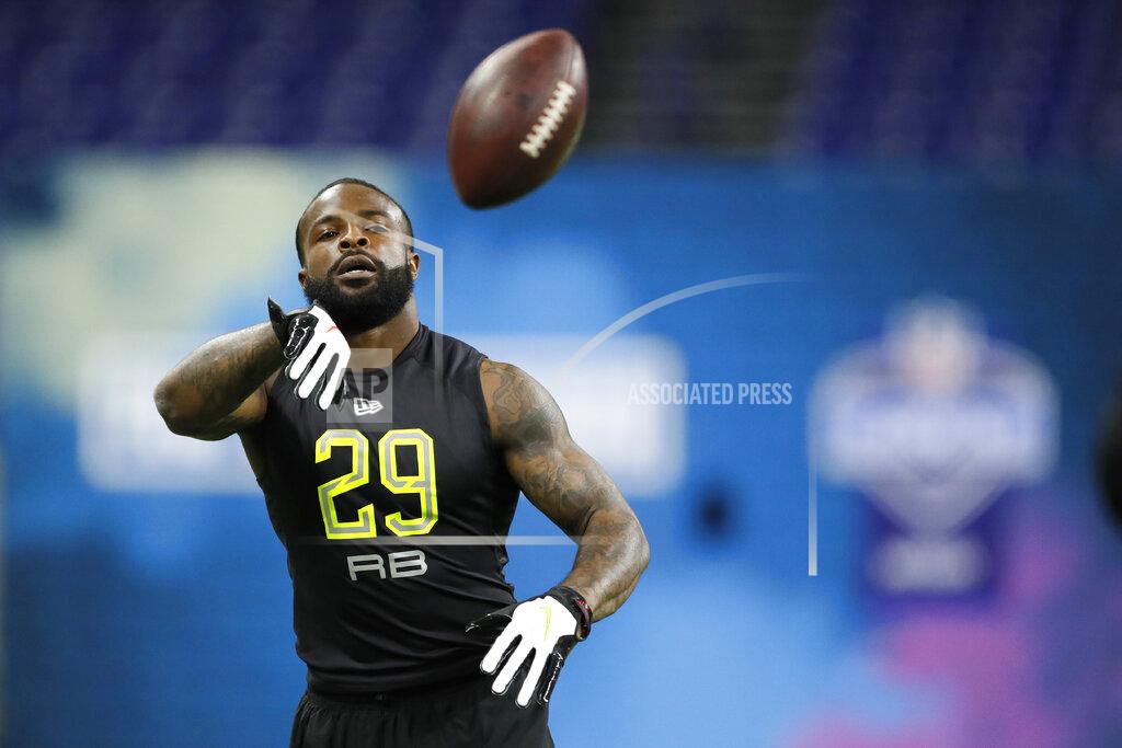 Charlie Neibergall Vanderbilt running back Ke'Shawn Vaughn runs a drill at the NFL football scouting combine in Indianapolis, Friday, Feb. 28, 2020. (AP Photo/Charlie Neibergall)