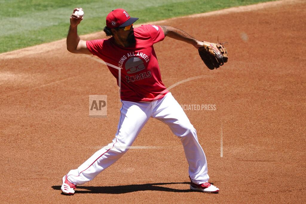 Ashley Landis Los Angeles Angels third baseman Anthony Rendon throws during baseball practice at Angel Stadium on Wednesday, July 8, 2020, in Anaheim, Calif. (AP Photo/Ashley Landis)