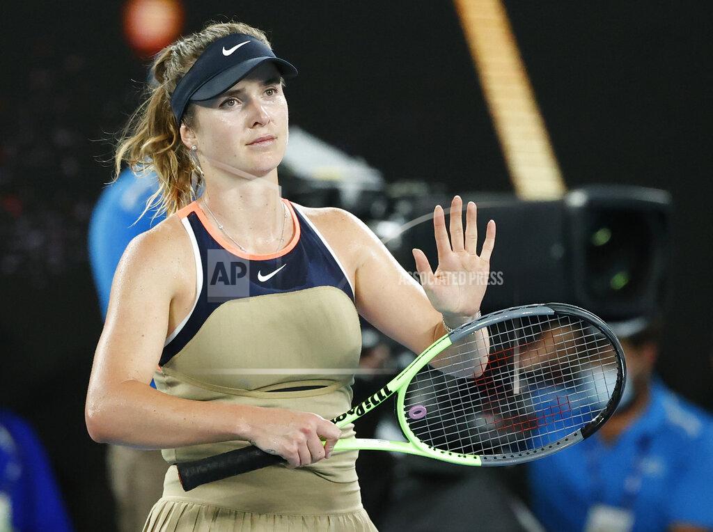 Rick Rycroft Ukraine's Elina Svitolina reacts after defeating United States' Coco Gauff in their second round match at the Australian Open tennis championship in Melbourne, Australia, Thursday, Feb. 11, 2021.(AP Photo/Rick Rycroft)