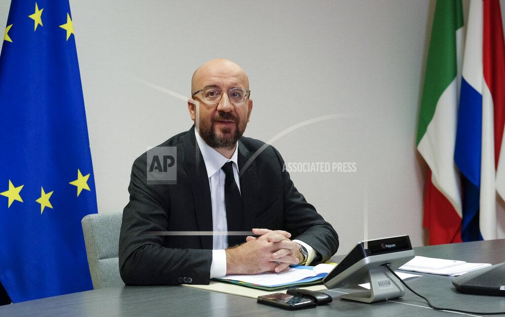 Olivier Hoslet European Council President Charles Michel prepares to speak to EU leaders during an EU summit, in video conference format, at the European Council in Brussels, Friday, June 19, 2020. As they brace for the worst economic downturn since the Great Depression, leaders of the European Union's member states will discuss on Friday the bloc's future long-term budget and a multi-billion post-coronavirus recovery plan. (Olivier Hoslet, Pool Photo via AP)