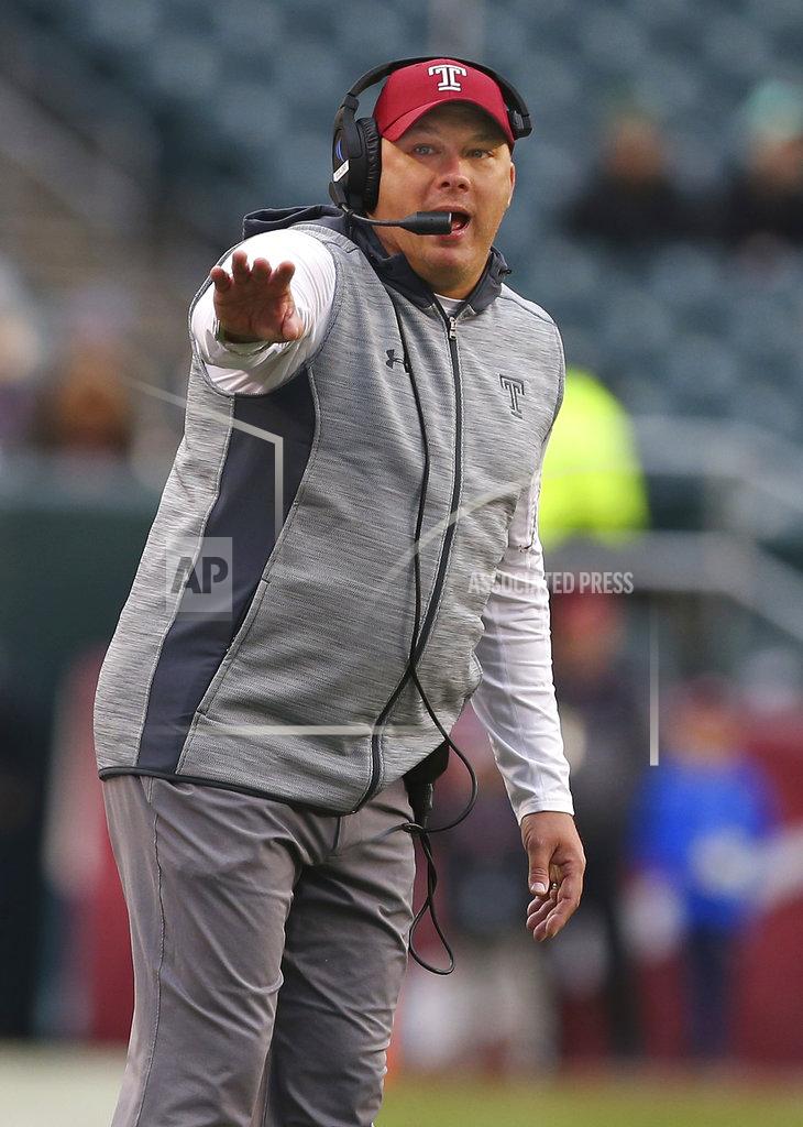 Rich Schultz FILE - In this Nov. 18, 2017, file photo, Temple head coach Geoff Collins gestures to his team during the third quarter against Central Florida in an NCAA college football game, in Philadelphia. Cincinnati plays at Temple on Saturday, Oct. 20. (AP Photo/Rich Schultz, File)