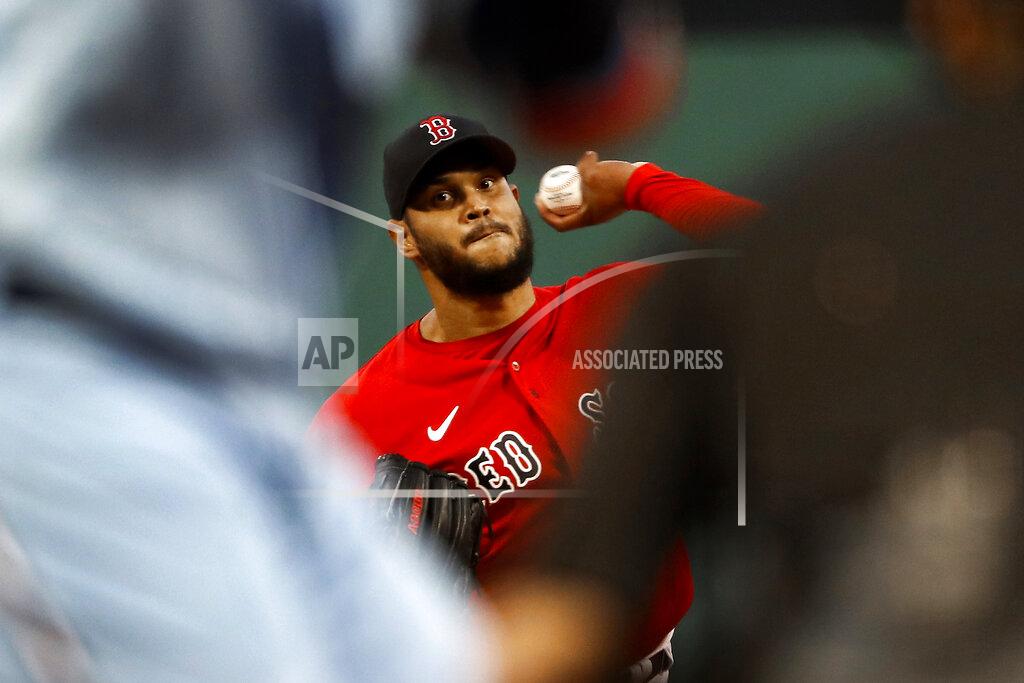 Winslow Townson Boston Red Sox starting pitcher Eduardo Rodriguez delivers against the Toronto Blue Jays during the first inning of a baseball game Tuesday, April 20, 2021, at Fenway Park in Boston. (AP Photo/Winslow Townson)