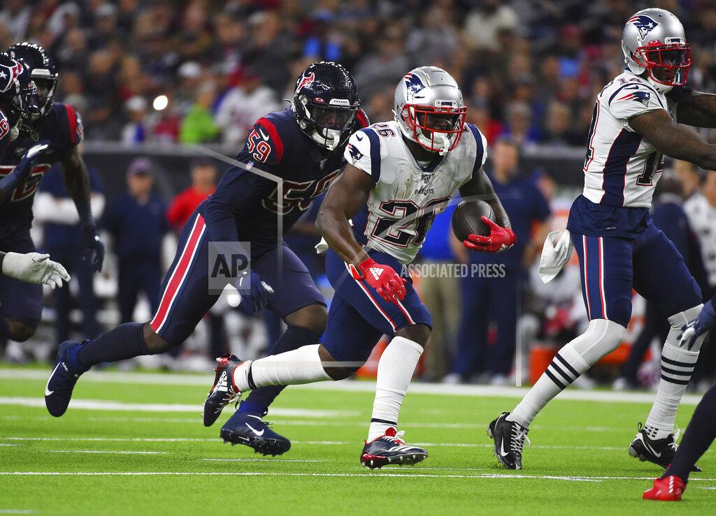 Eric Christian Smith New England Patriots running back Sony Michel (26) runs against the Houston Texans during the first half of an NFL football game Sunday, Dec. 1, 2019, in Houston. (AP Photo/Eric Christian Smith)