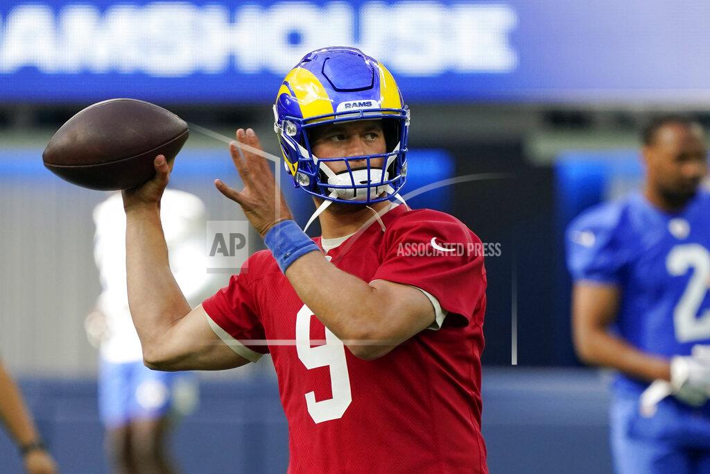 Marcio Jose Sanchez Los Angeles Rams quarterback Matthew Stafford throws during NFL football camp Thursday, June 10, 2021, in Inglewood, Calif. (AP Photo/Marcio Jose Sanchez)