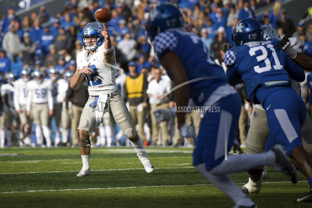 Bryan Woolston Middle Tennessee quarterback Brent Stockstill (12) passes the ball during the second half of an NCAA college football game against Kentucky in Lexington, Ky., Saturday, Nov. 17, 2018. (AP Photo/Bryan Woolston)