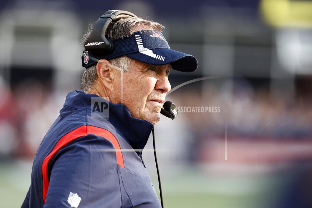 Winslow Townson New England Patriots head coach Bill Belichick watches play during the first half of an NFL football game against the Miami Dolphins, Sunday, Sept. 12, 2021, in Foxborough, Mass. (AP Photo/Winslow Townson)