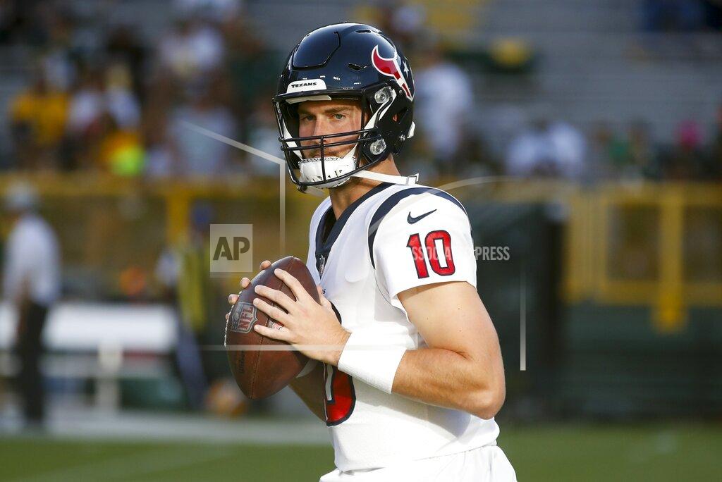 Matt Ludtke Houston Texans' Davis Mills warms up before a preseason NFL football game against the Green Bay Packers Saturday, Aug. 14, 2021, in Green Bay, Wis. (AP Photo/Matt Ludtke)
