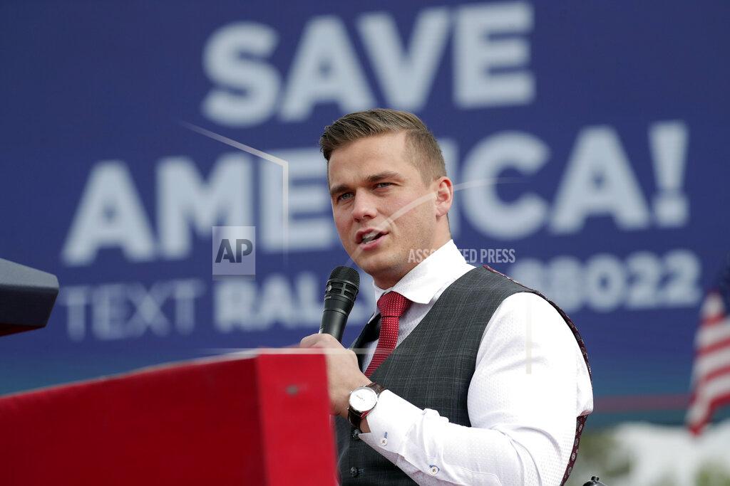 Chris Seward Rep. Madison Cawthorn, R-N.C., speaks before former President Donald Trump takes the stage at a rally April 9, 2022, in Selma, N.C. A series of unforced political and personal errors by Cawthorn has brought the forces of big-name Republicans and traditional enemies to bear on his reelection bid in North Carolina. (AP Photo/Chris Seward, File)