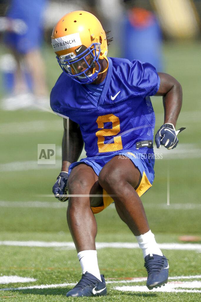 Keith Srakocic FILE - This Aug. 2, 2019, file photo shows Pittsburgh wide receiver Maurice French during an NCAA football practice in Pittsburgh. A preseason poll has projected Pitt to finish 4th in their ACC Coastal Division after being the division champion last season. (AP Photo/Keith Srakocic, File)