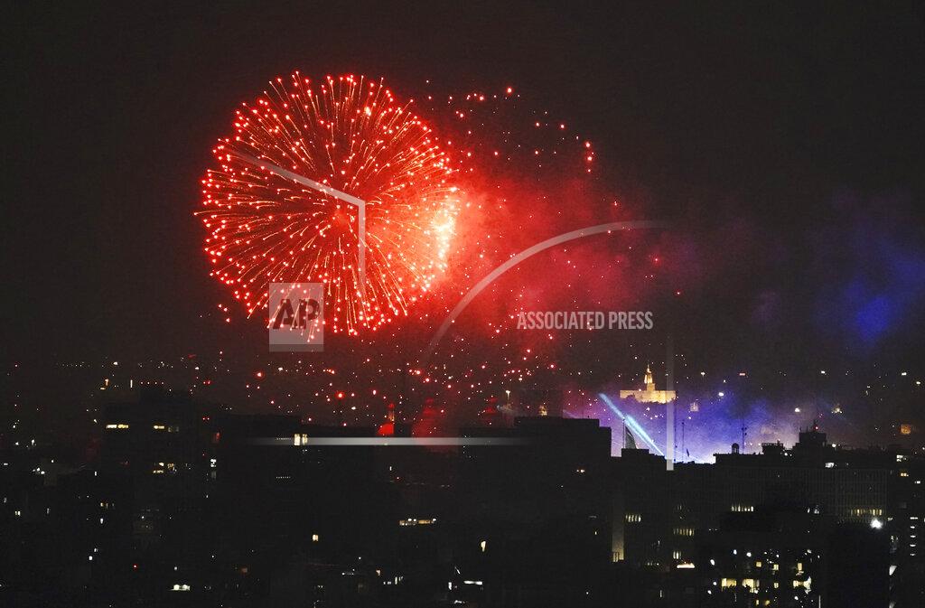 Marco Ugarte Fireworks light up the sky over the Zocalo during Mexico's Independence Day celebrations in Mexico City, Wednesday, Sept. 15, 2021. (AP Photo/Marco Ugarte)