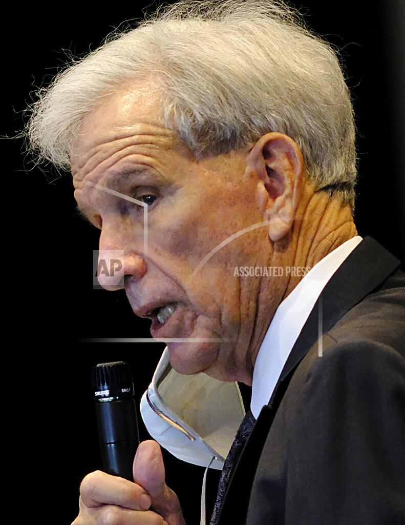 Bob Brown Senate Majority Leader Dick Saslaw, D-Fairfax, objected to remarks that Sen. Amanda Chase, R-Chesterfield, delivered to members of the Virginia Senate inside the Science Museum in Richmond, Va., Thursday, Jan. 14, 2021. (Bob Brown/Richmond Times-Dispatch via AP)