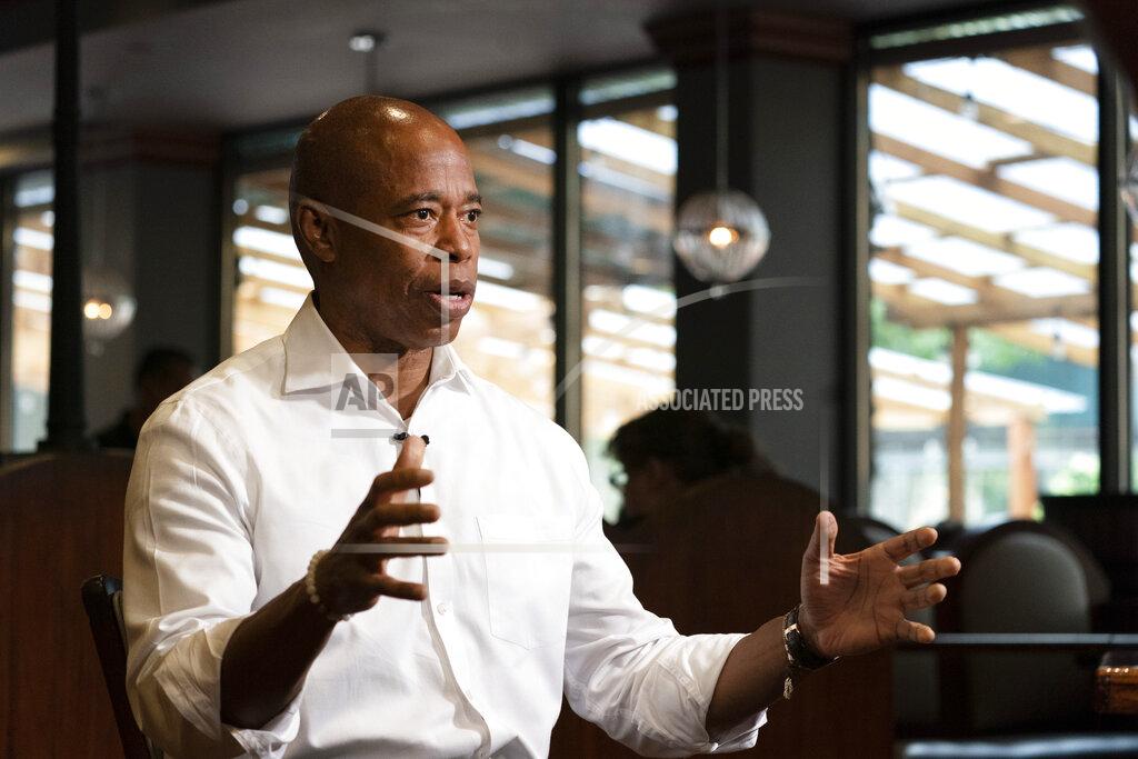Mark Lennihan Eric Adams, the Democratic candidate for New York mayor, speaks during an interview at a Brooklyn diner, Wednesday, Aug. 4, 2021, in New York. (AP Photo/Mark Lennihan)