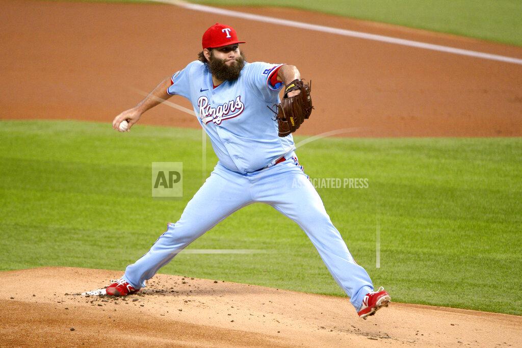Matt Strasen Texas Rangers starting pitcher Lance Lynn throws in the first inning during a baseball game against the Oakland Athletics, in Arlington, Tex, Sunday, Sept. 13, 2020. (AP Photo/Matt Strasten)