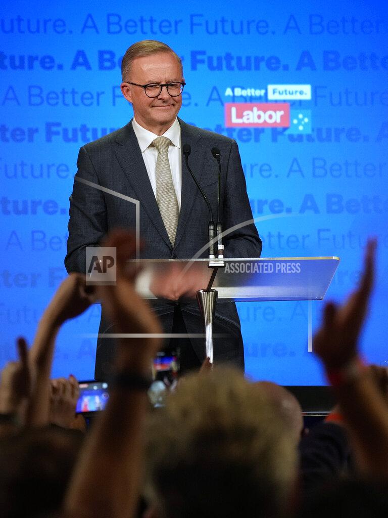 Rick Rycroft Labor Party leader Anthony Albanese speaks to supporters at a Labor Party event in Sydney, Australia, Sunday, May 22, 2022, after Prime Minister Scott Morrison conceding defeat to Albanese in a federal election. (AP Photo/Rick Rycroft)
