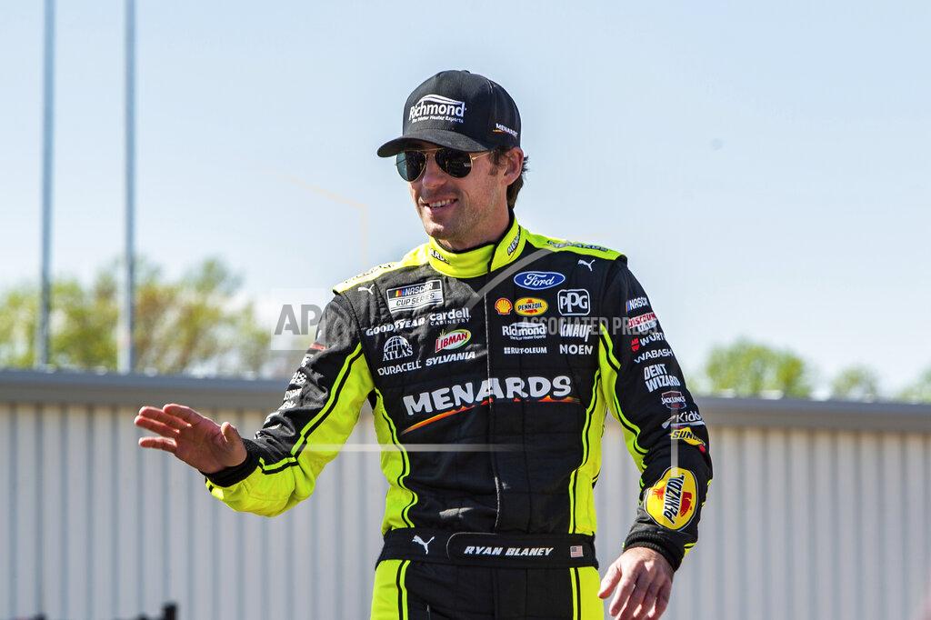 Mike Caudill Ryan Blaney is introduced during driver introductions at a NASCAR Cup Series auto race at Richmond Raceway on Sunday, April 3, 2022, in Richmond, Va. (AP Photo/Mike Caudill)